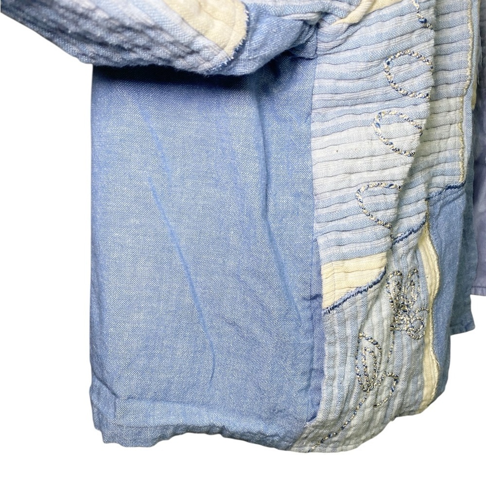 Tantrums Vintage Blue and Cream Patchwork Embroidered Jean Jacket - Picture 5 of 13
